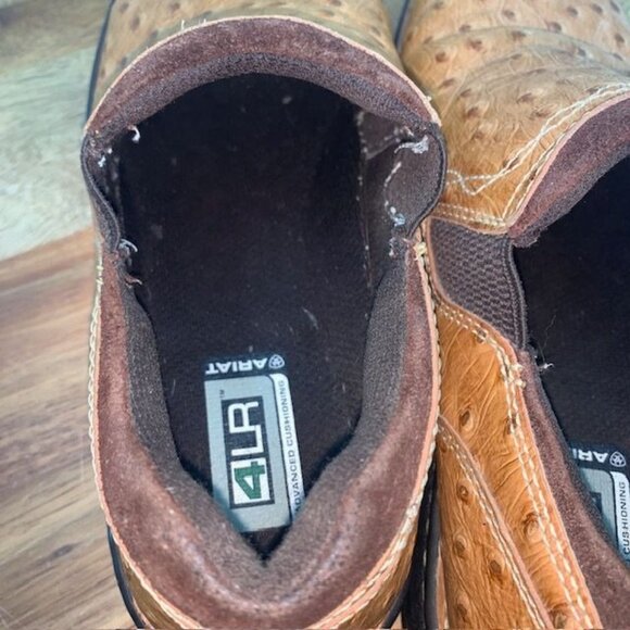 ARIAT Real Ostrich Performance Slip Ons Roper Shoes Cognac Womens US Size 9B - Picture 14 of 16